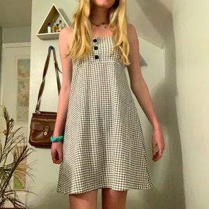 MANGO Checker print dress with button detail